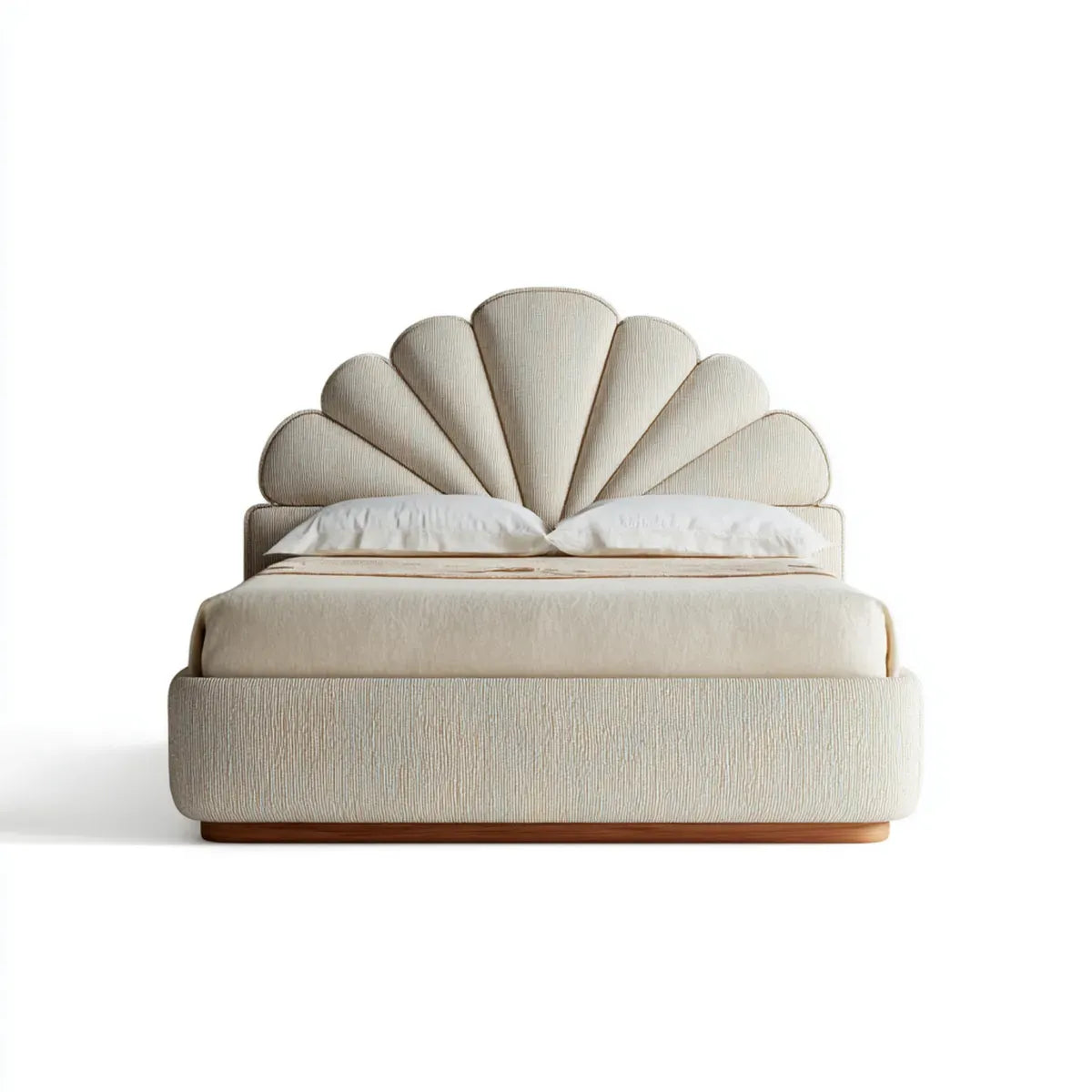 Polsterbett Doppelbett Creme 180 x 200 cm Polyester Rechteckig