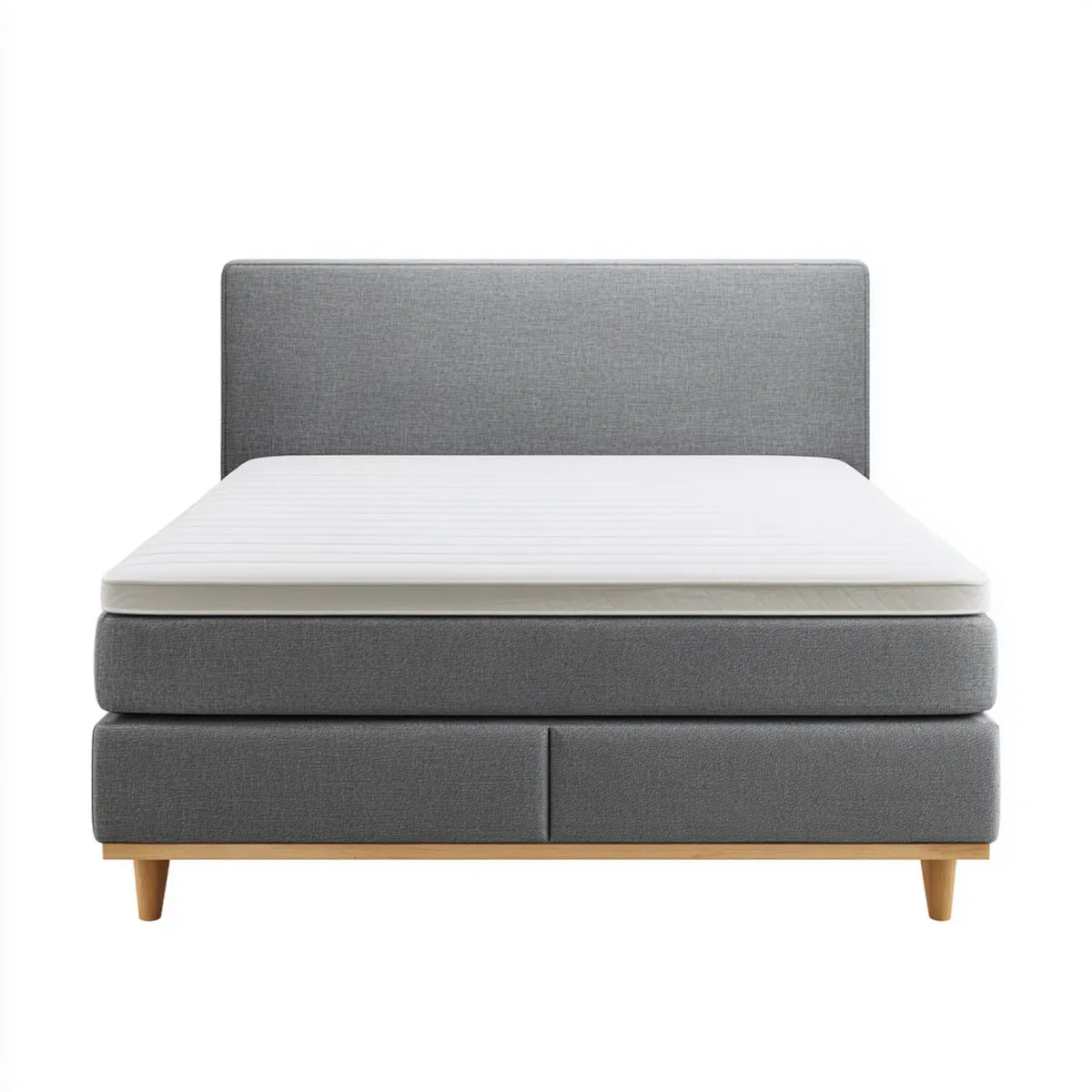 Boxspringbett Grau 180 x 200 cm mit Polyesterbezug und Massivholzfüßen Rechteckig