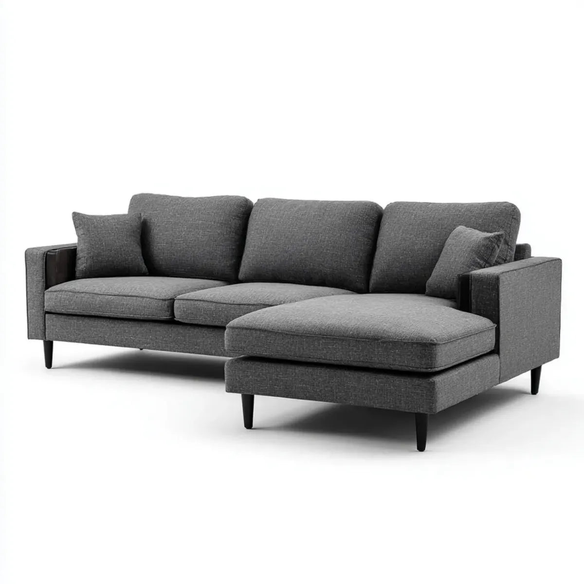 Ecksofa mit Recamiere Dunkelgrau 250 x 160 x 85 cm Polyesterbezug L-Form