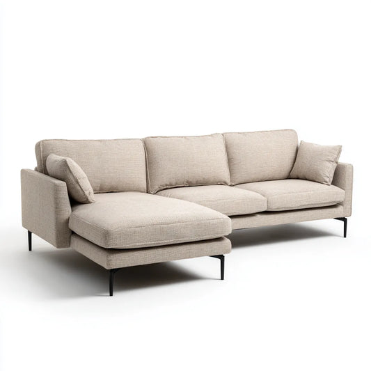 Ecksofa mit linksseitiger Recamiere Beige 280 x 160 x 85 cm Polyesterbezug L-Form