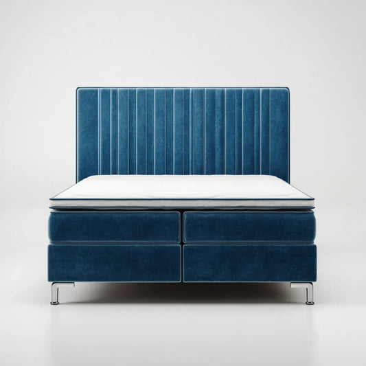 Boxspringbett Doppelbett Blau 180 x 200 cm Polyester-Samt Rechteckig