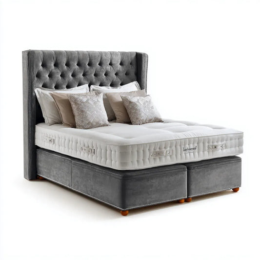 Boxspringbett Doppelbett Grau 180 x 200 cm Polyester-Samt Rechteckig