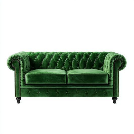 Chesterfield 2-Sitzer Sofa Grün 168 x 90 x 75 cm Polyester-Samt Rechteckig