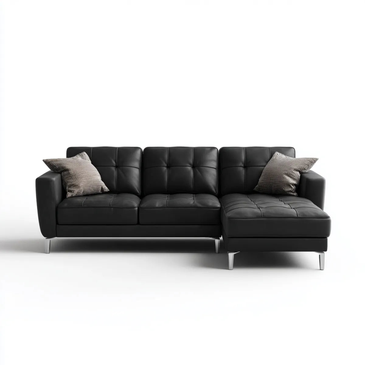 Ecksofa mit Recamiere rechts Schwarz 260 x 160 x 85 cm PU-Kunstleder L-Form