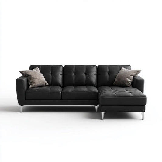 Ecksofa mit Recamiere rechts Schwarz 260 x 160 x 85 cm PU-Kunstleder L-Form