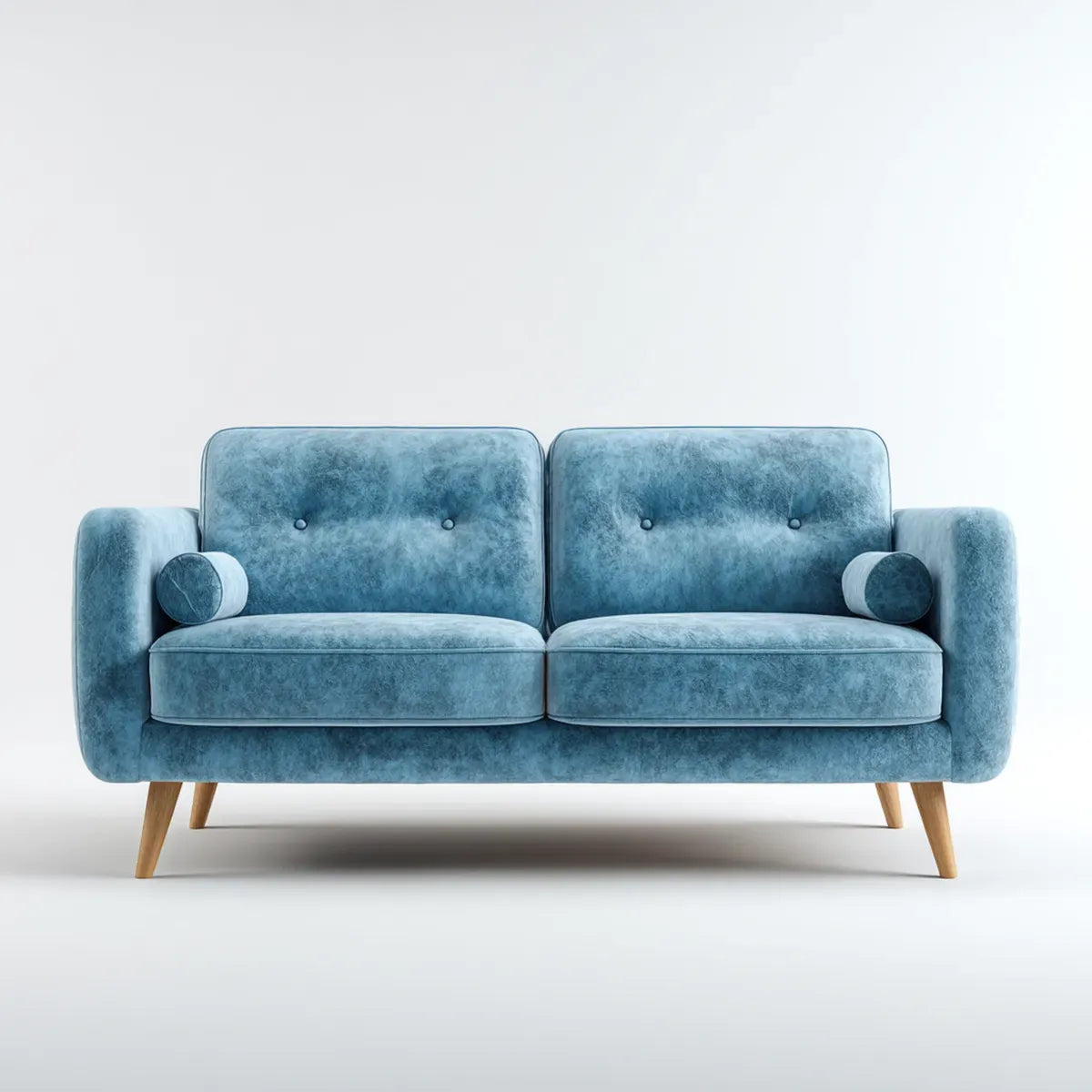 2-Sitzer Sofa Blau 180 x 82 x 84 cm mit Polyester-Samtbezug und Massivholzbeinen